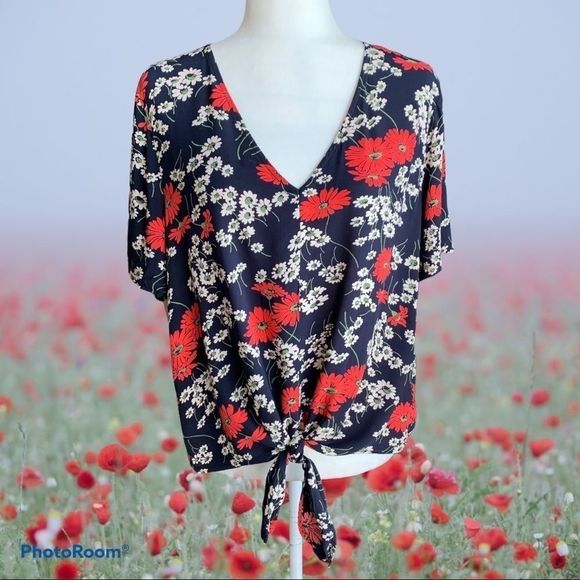 EUC Madewell Floral Hillside Daisies Crop Shirt - Picture 2 of 13